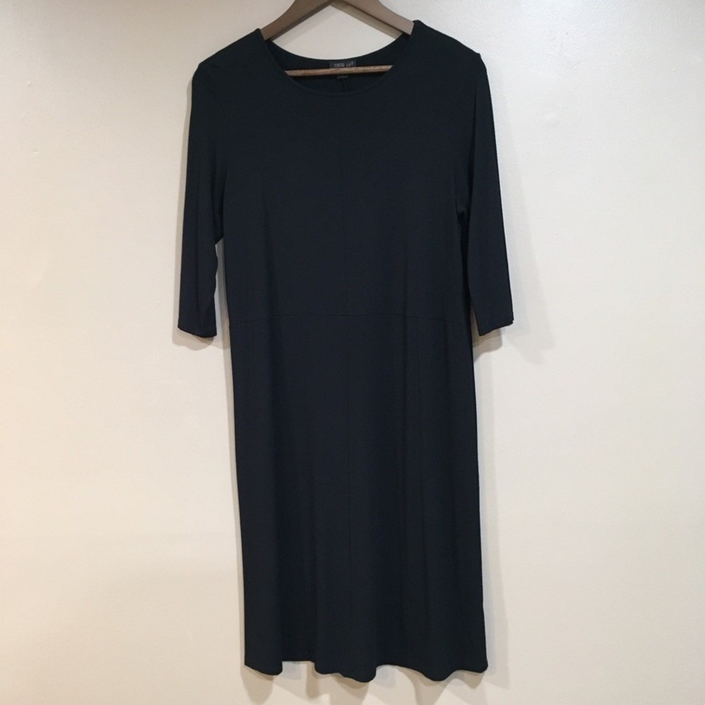 J. Jill Wearever 3/4 Sleeve Knit Midi Dress Womens S Black Minimalist Capsule